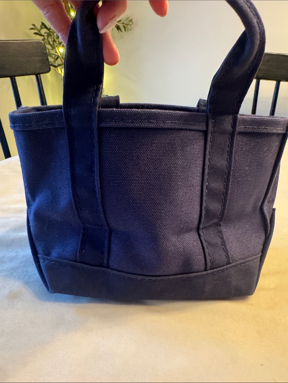 Rare! LL Bean Boat and Tote Navy Canvas Mini Tote Bag with Snowman Embroidery - Picture 6 of 12
